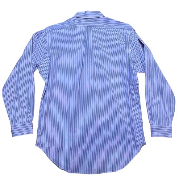 90s Ralph Lauren Mens Cotton Button Down Striped Shirt Pink Blue White 32/33 - Picture 3 of 8